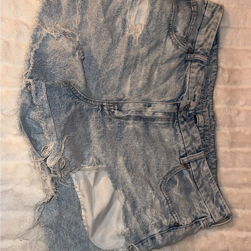 American Eagle Distressed Light Blue Denim Shorts